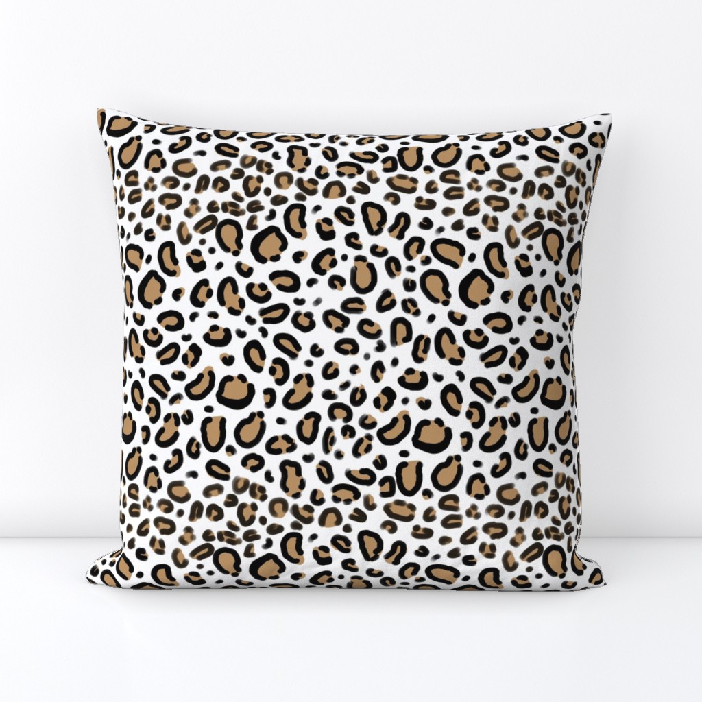 leopard - animal print with white background natural tan cheetah spots