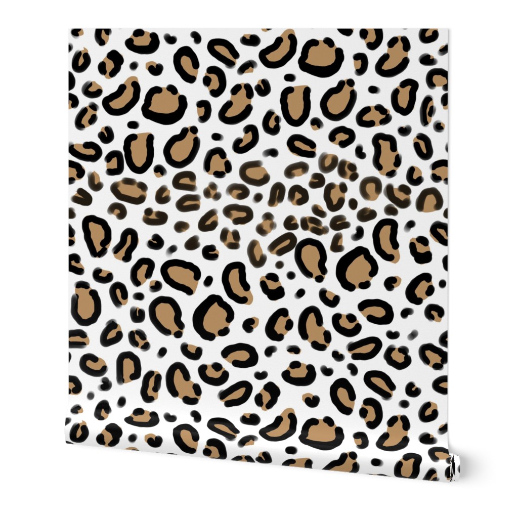 leopard - animal print with white background natural tan cheetah spots