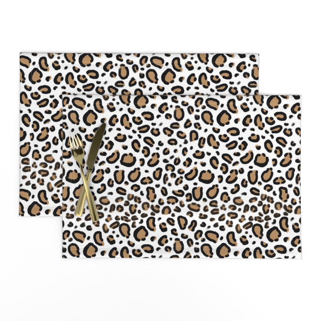 leopard - animal print with white background natural tan cheetah spots