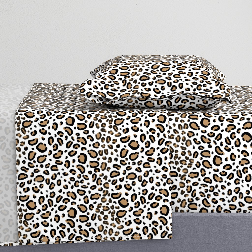 leopard - animal print with white background natural tan cheetah spots