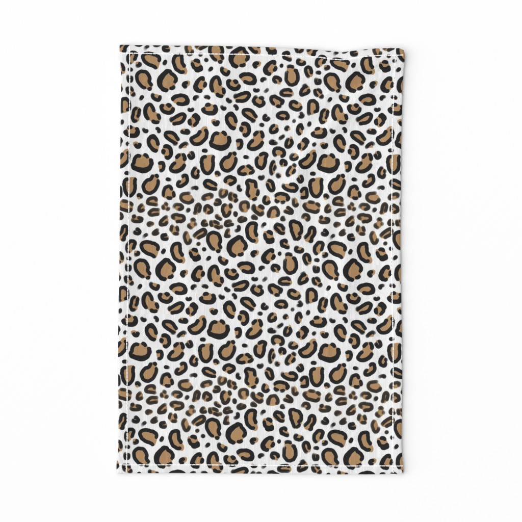 leopard - animal print with white background natural tan cheetah spots