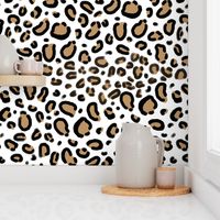 leopard - animal print with white background natural tan cheetah spots