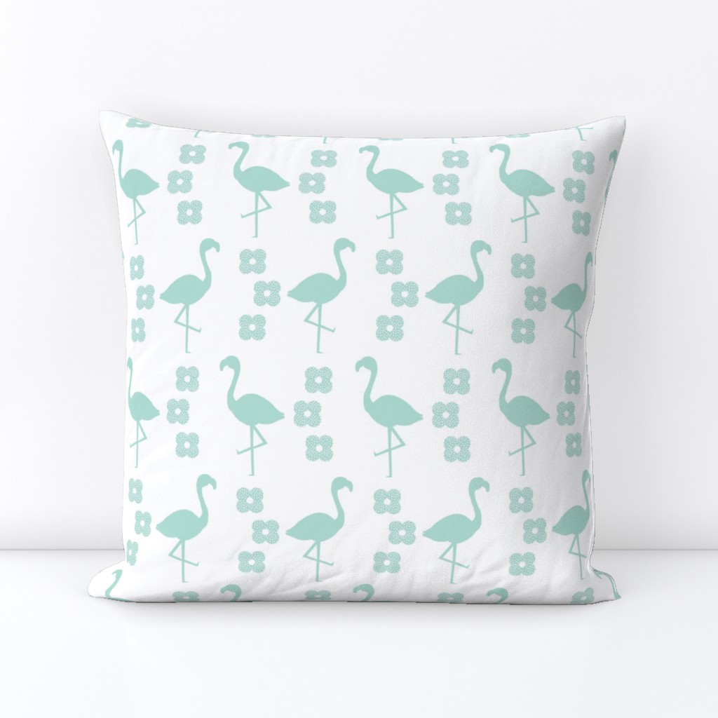 flamingo mint bird flower retro design