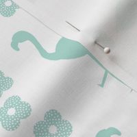 flamingo mint bird flower retro design