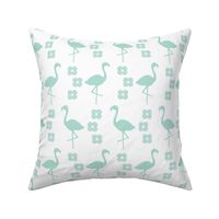 flamingo mint bird flower retro design