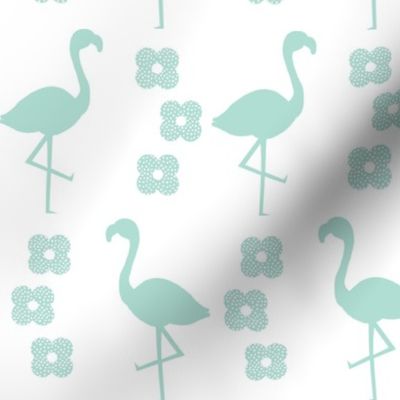 flamingo mint bird flower retro design