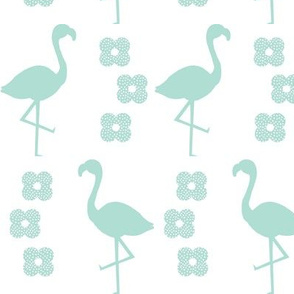 flamingo mint bird flower retro design