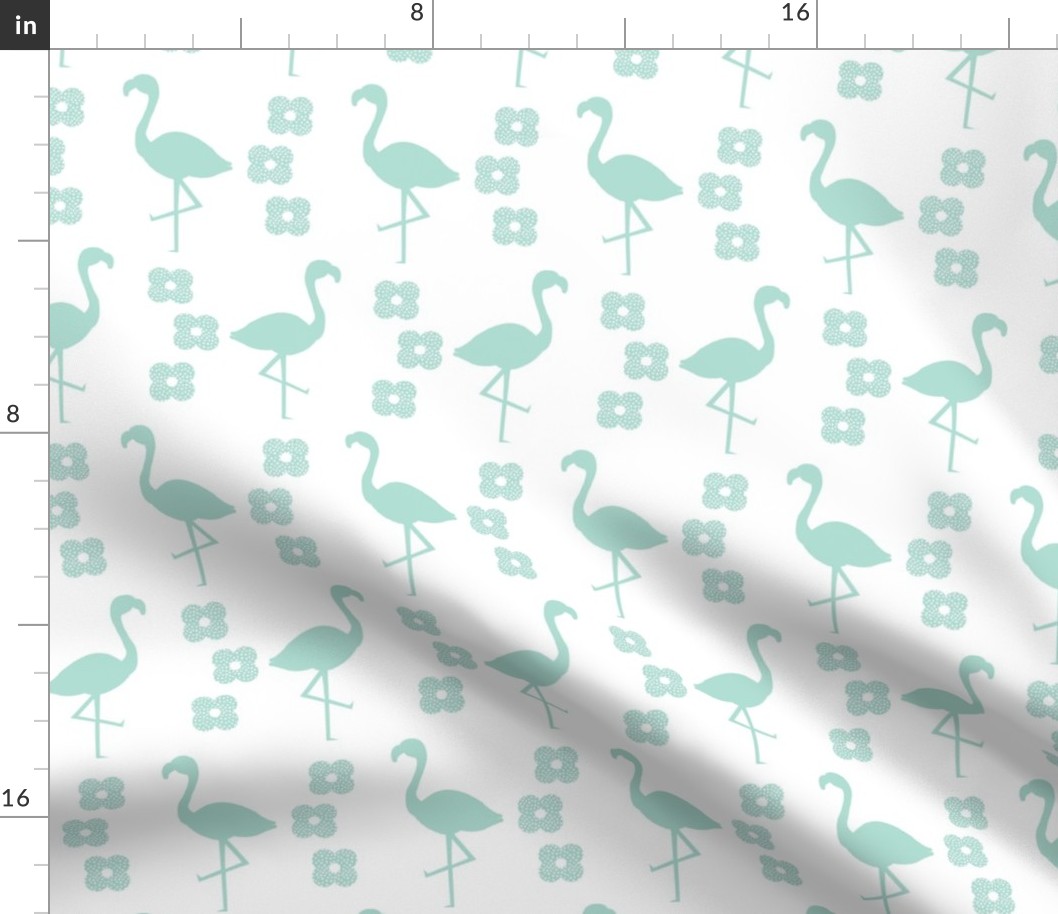 flamingo mint bird flower retro design