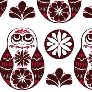 Flower Owls in Red