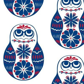 Flower Owls, Solo, in Blue and Red