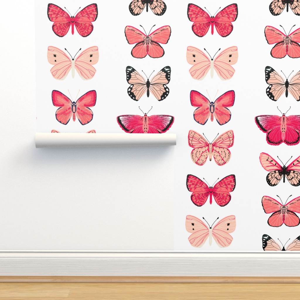 butterflies // spring pastel girly Wallpaper | Spoonflower