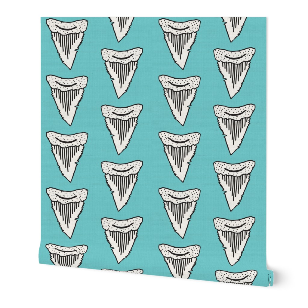 shark tooth // sharks shark blue aqua kids room boys fabric andrea lauren