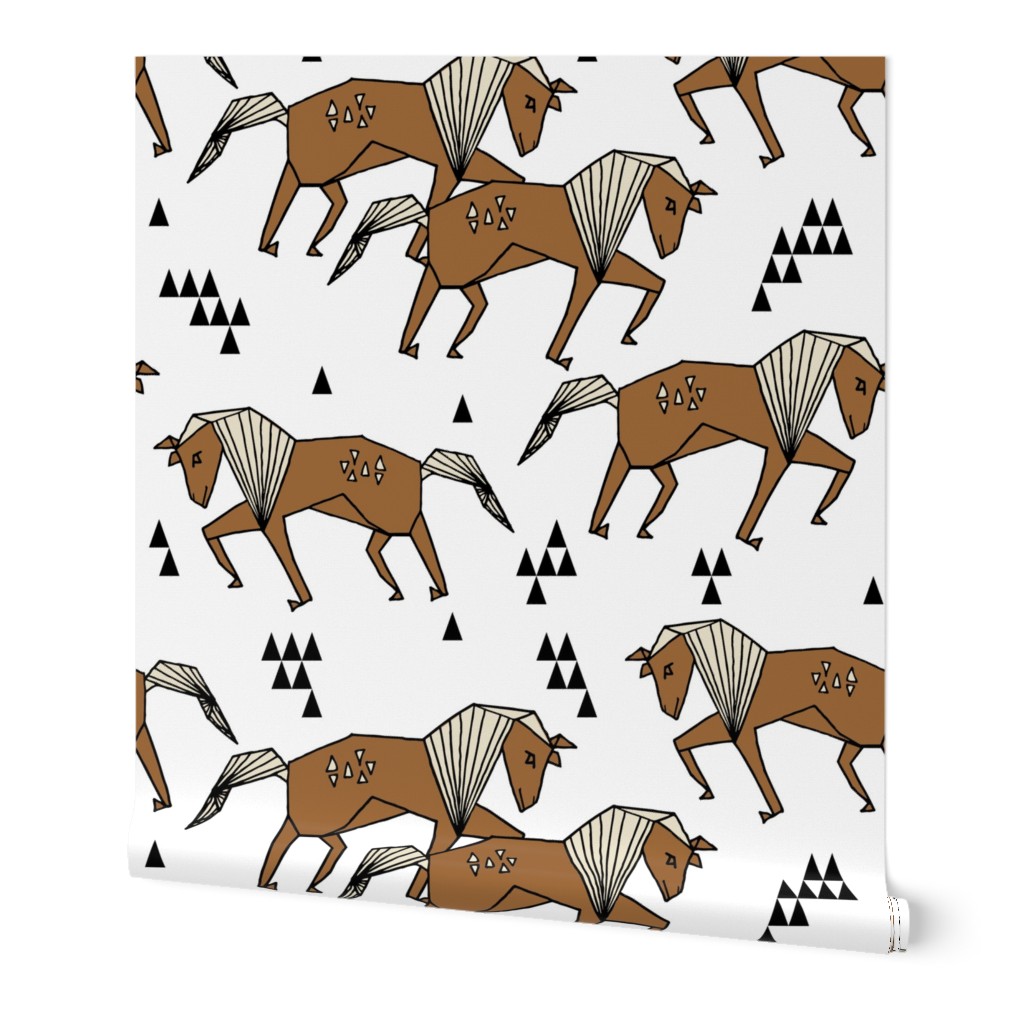 painted horses // geo horse triangles kids horse brown