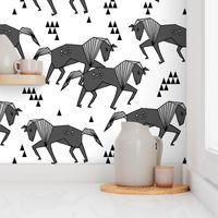 horse // geometric charcoal horses kids triangles geo animal