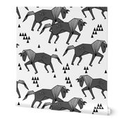 horse // geometric charcoal horses kids triangles geo animal