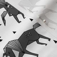 horse // geometric charcoal horses kids triangles geo animal