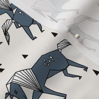 painted horses // blue geometric triangle triangles horses