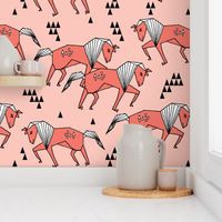 horses // horse geometric horse pink coral kids girls nursery