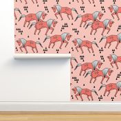 horses // horse geometric horse pink coral kids girls nursery