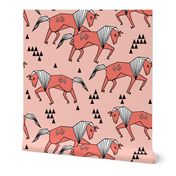 horses // horse geometric horse pink coral kids girls nursery