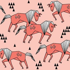 horses // horse geometric horse pink coral kids girls nursery