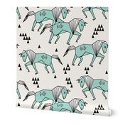 geo horse // mint and cream geometric horses kids triangles