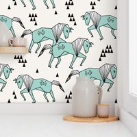 geo horse // mint and cream geometric horses kids triangles