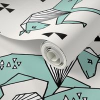 geo horse // mint and cream geometric horses kids triangles