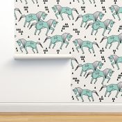 geo horse // mint and cream geometric horses kids triangles