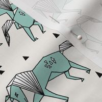 geo horse // mint and cream geometric horses kids triangles