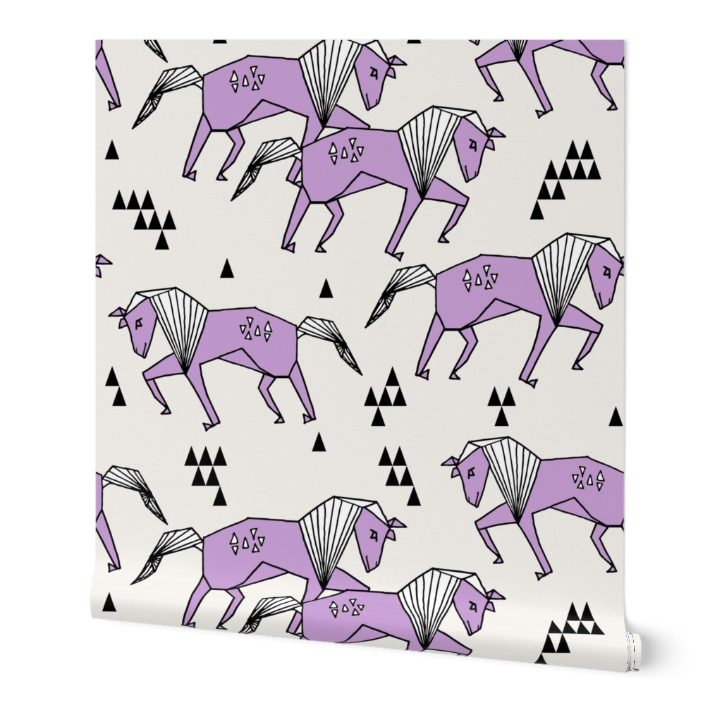 horses // geometric animal horse purple and cream off-white kids nursery baby