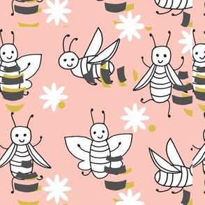 Bees - Pale Pink by Andrea Lauren