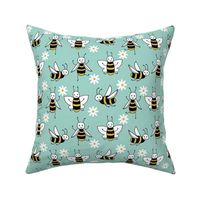 Bees - Pale Turquoise by Andrea Lauren