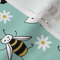 Bees - Pale Turquoise by Andrea Lauren