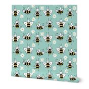 Bees - Pale Turquoise by Andrea Lauren