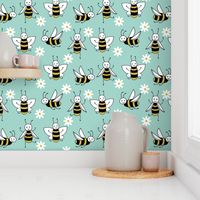 Bees - Pale Turquoise by Andrea Lauren