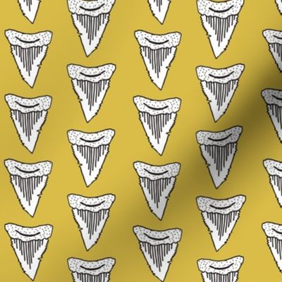 shark tooth // mustard yellow shark fabric boys room boys shark week fabric sharks