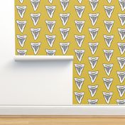 shark tooth // mustard yellow shark fabric boys room boys shark week fabric sharks