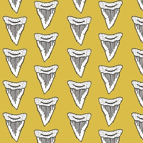 shark tooth // mustard yellow shark fabric boys room boys shark week fabric sharks