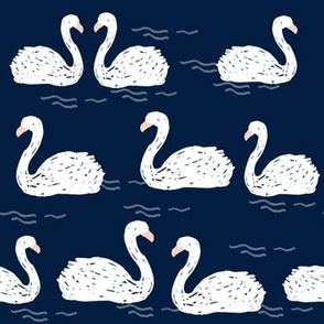 swans // navy blue swans birds bird swan cute girls simple swan dress