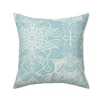 Floral Pattern in Duck Egg Blue & Cream 