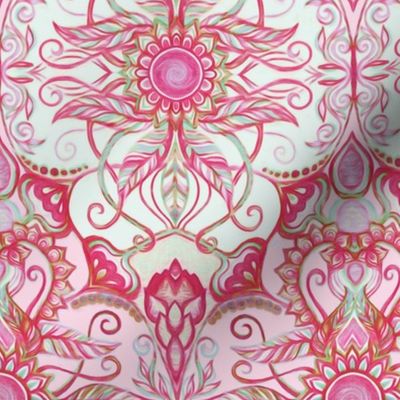 Art Nouveau Floral in Magenta & Mint