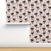 Cute gender neutral african elephant jungle theme illustration for kids beige black and white pattern