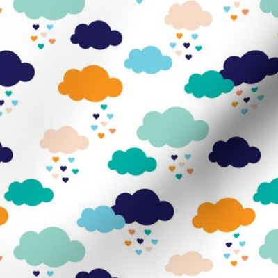 Colorful scandinavian style modern clouds and hearts for boys