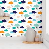 Colorful scandinavian style modern clouds and hearts for boys