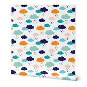 Colorful scandinavian style modern clouds and hearts for boys