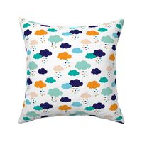 Colorful scandinavian style modern clouds and hearts for boys