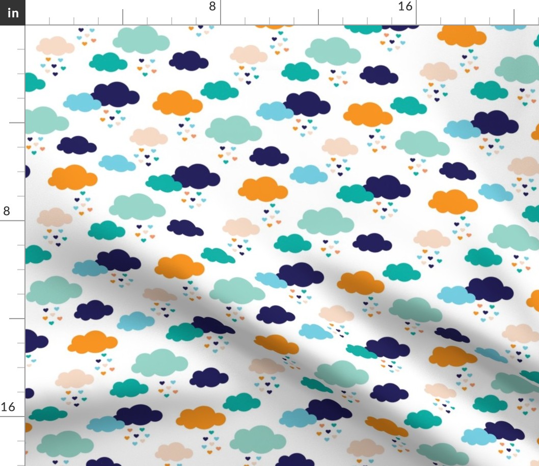 Colorful scandinavian style modern clouds and hearts for boys