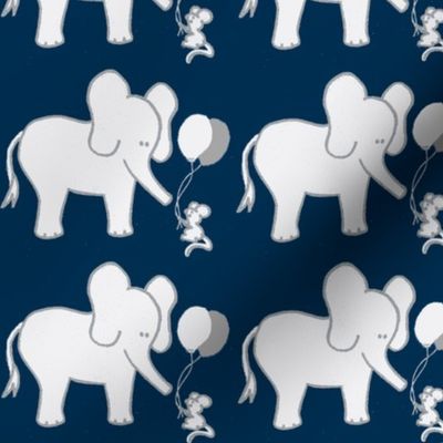 LARGE SCALE Lets Be Friends Navy and Grey Elephant and Mouse-ch-ch