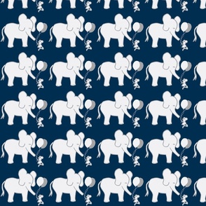 LARGE SCALE Lets Be Friends Navy and Grey Elephant and Mouse-ch-ch